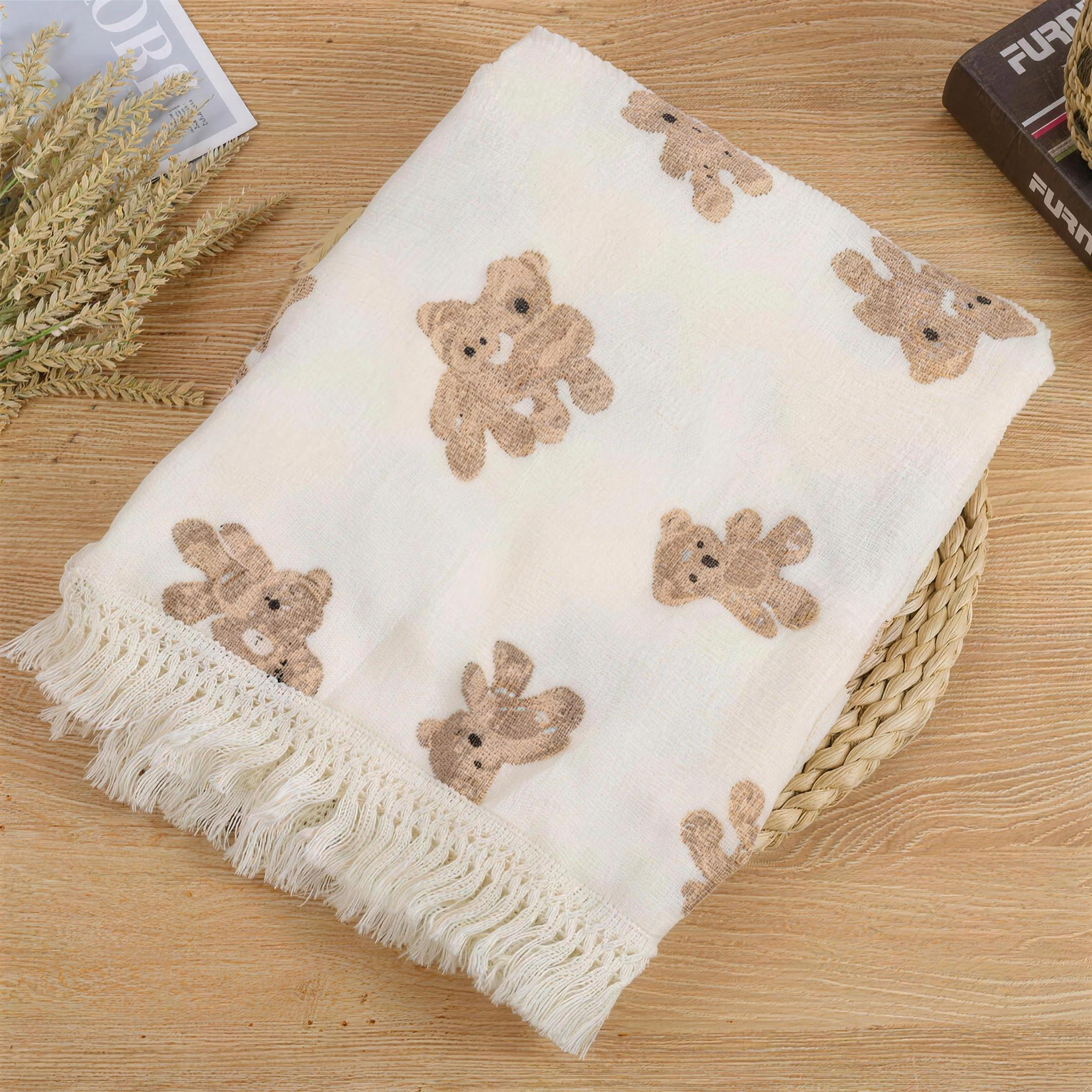 Bear Print Muslin Blanket - additional photo