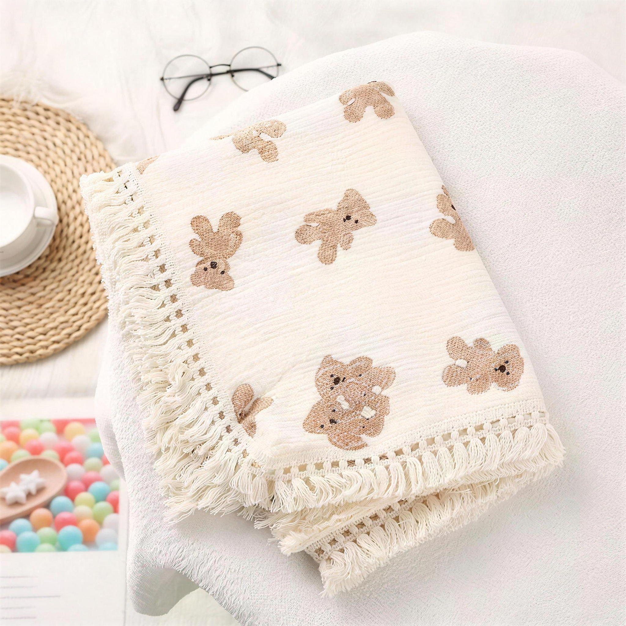 Bear Print Muslin Blanket - additional photo