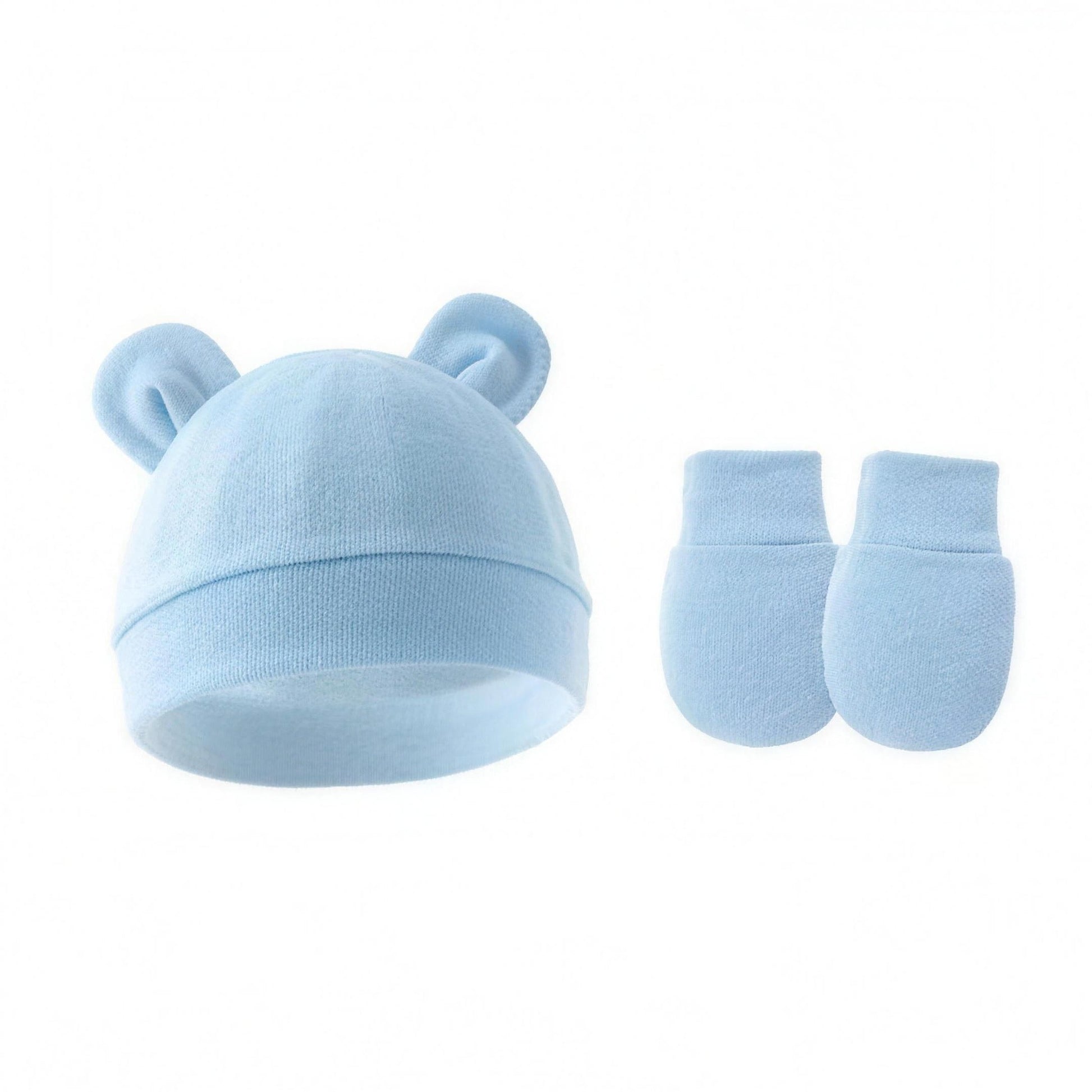 Bear Ear Beanie Set - Light Blue - professional product photo on white background