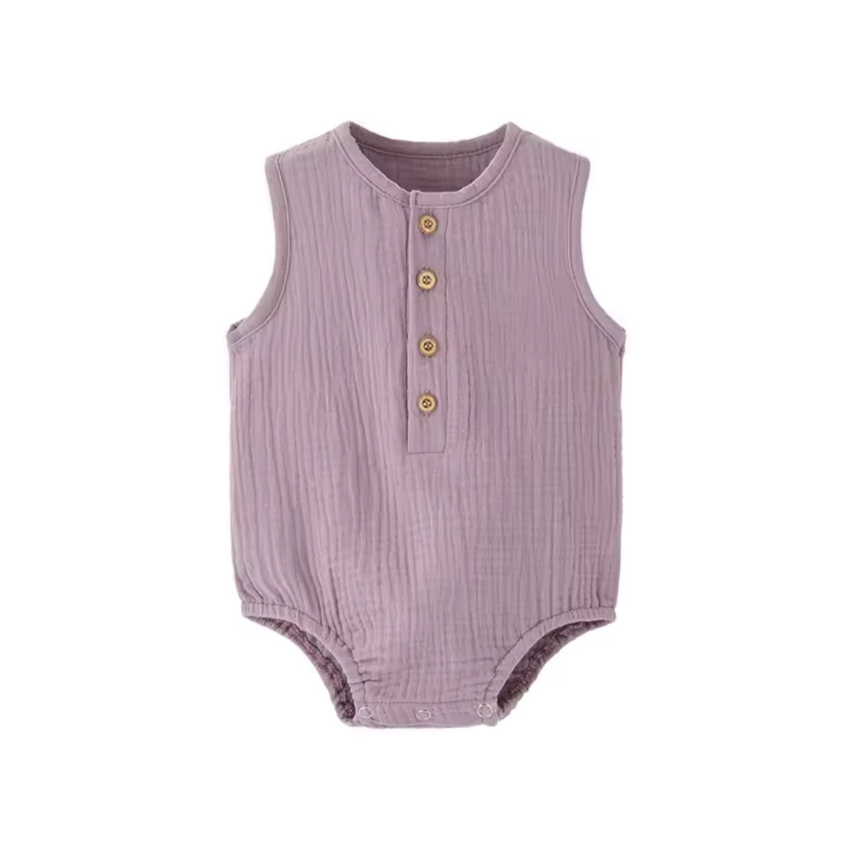 Linen Cotton Sleeveless Romper - Lavender
