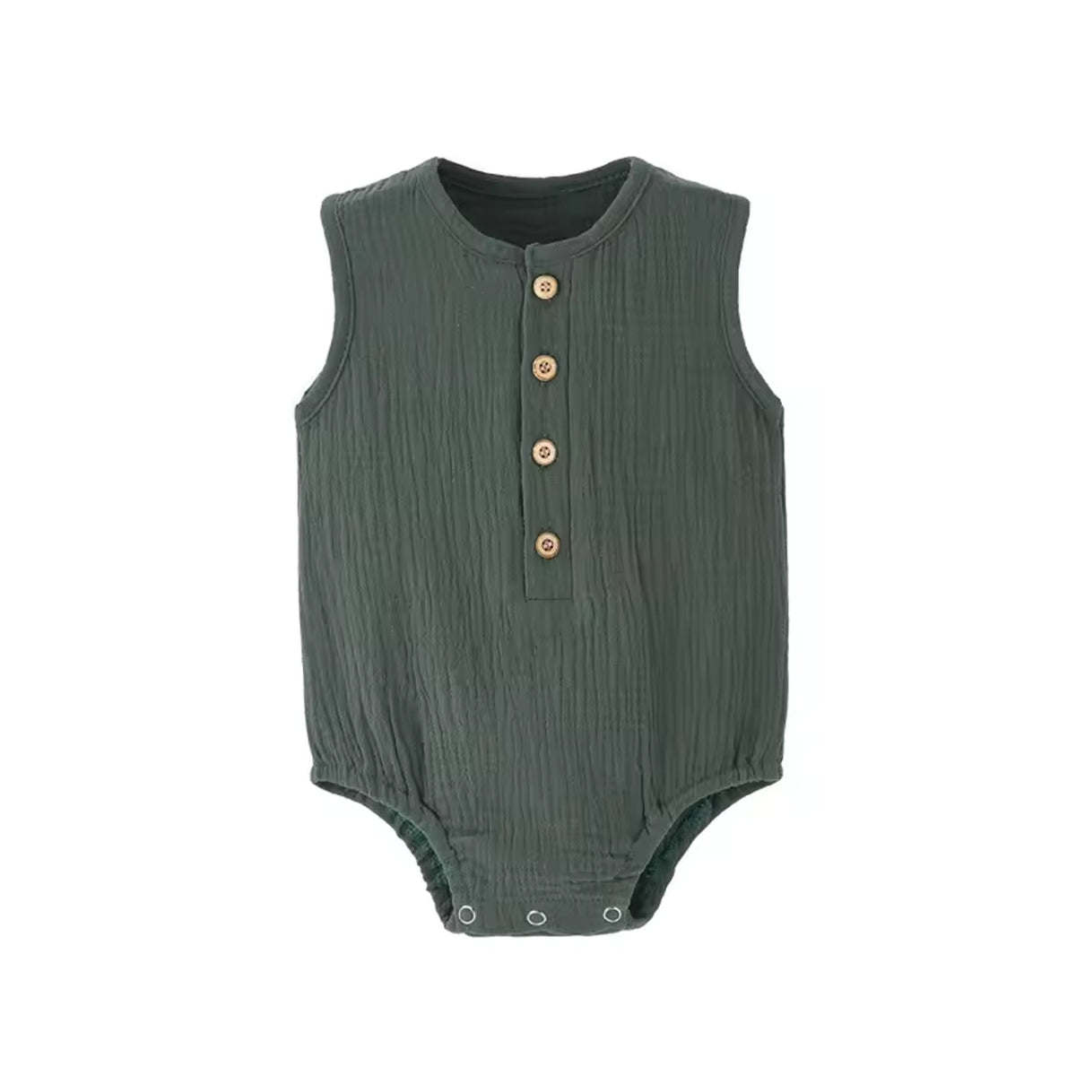 Linen Cotton Sleeveless Romper - Olive