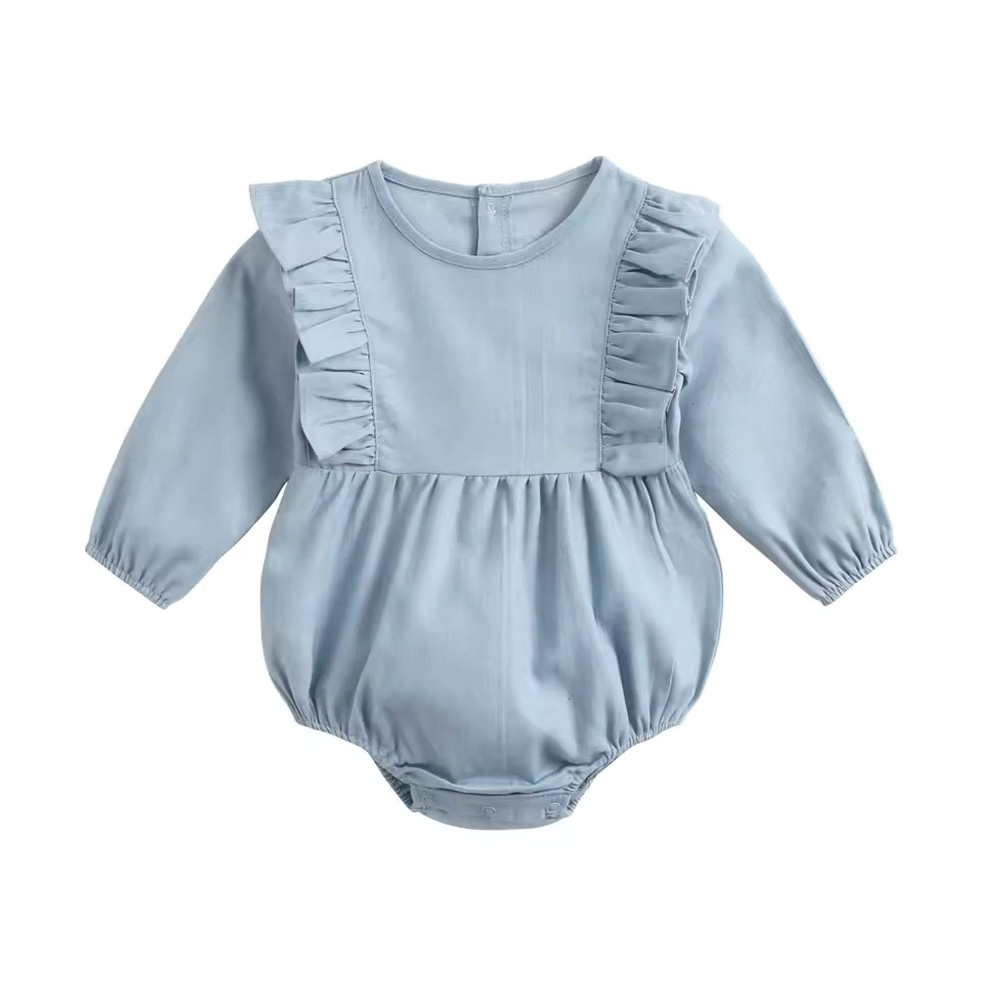 Long Sleeve Collar Bodysuit - Blue Ruffle