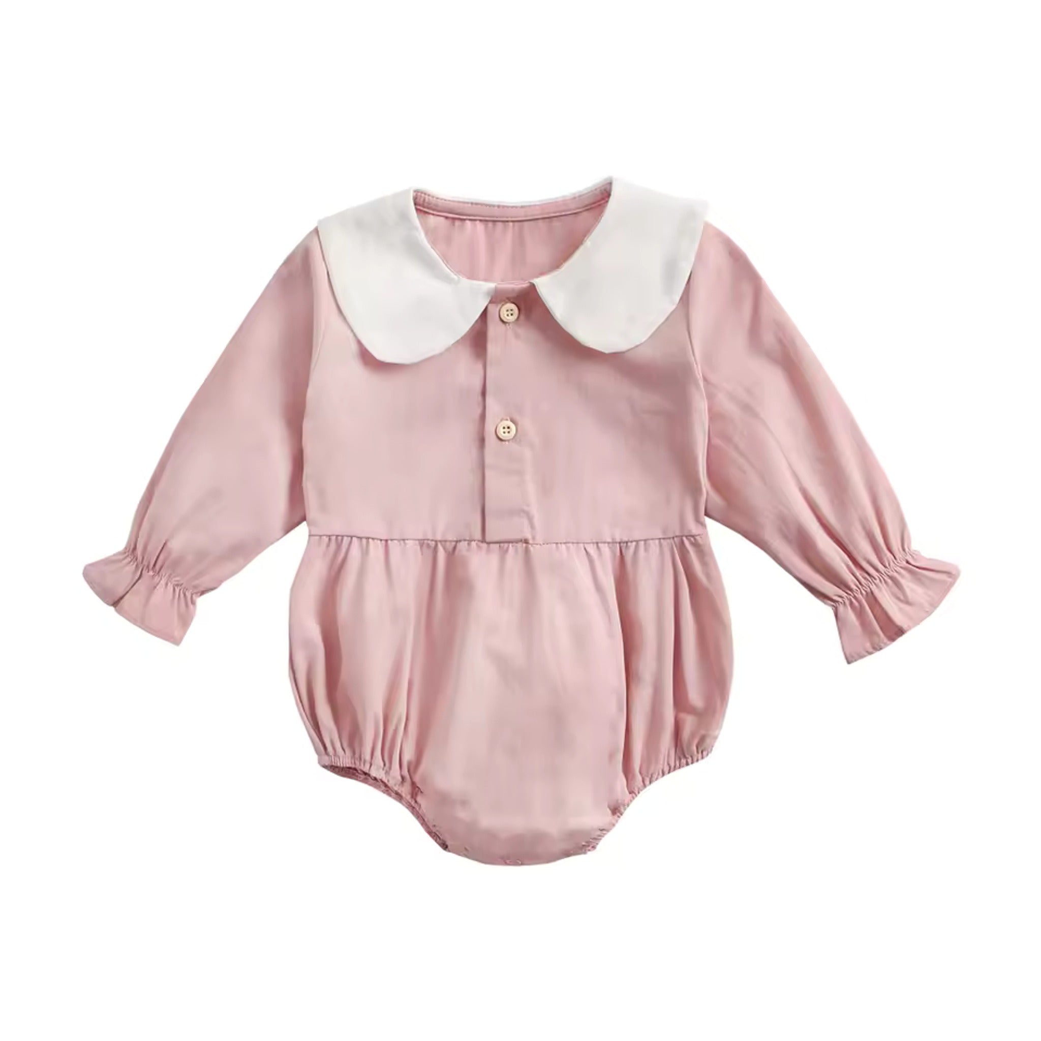 Long Sleeve Collar Bodysuit - Pink