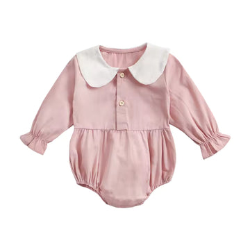 Long Sleeve Collar Bodysuit - Pink