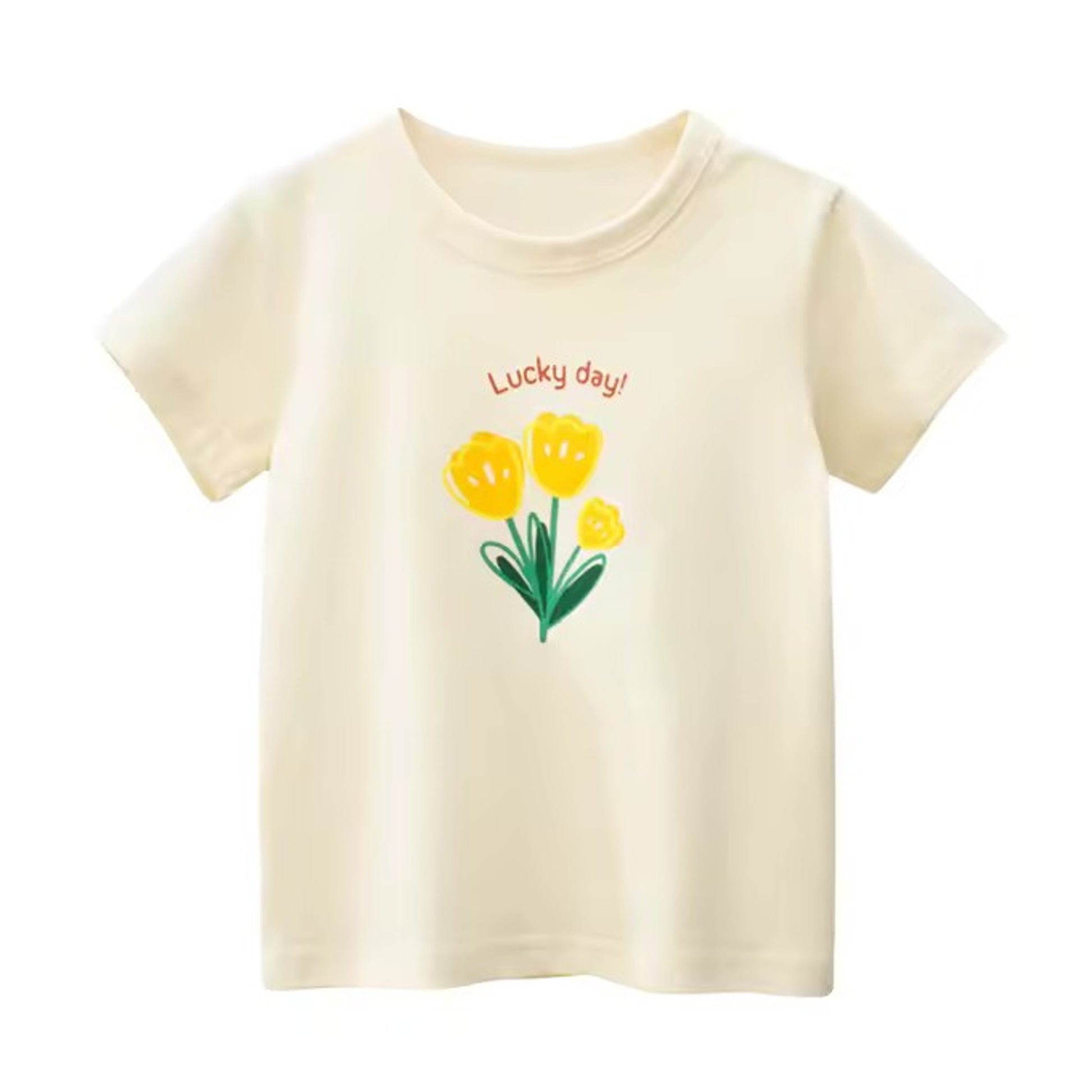 Lucky Day Tee, girls baby and toddler t-shirt detail view, professional product photo on white background