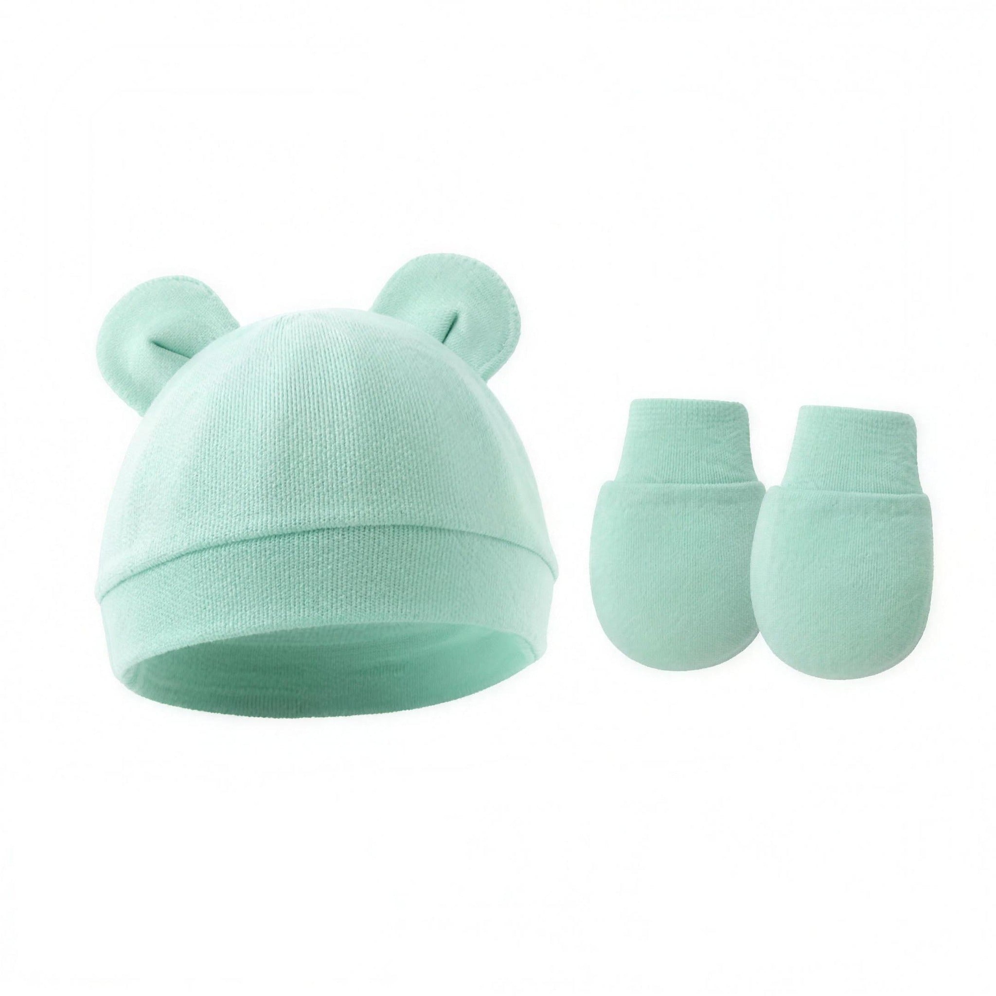 Bear Ear Beanie Set - Mint - professional product photo on white background