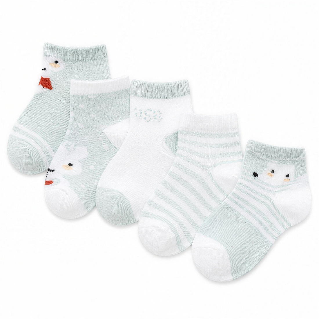 Mint Penguin Sock Set - professional studio photo