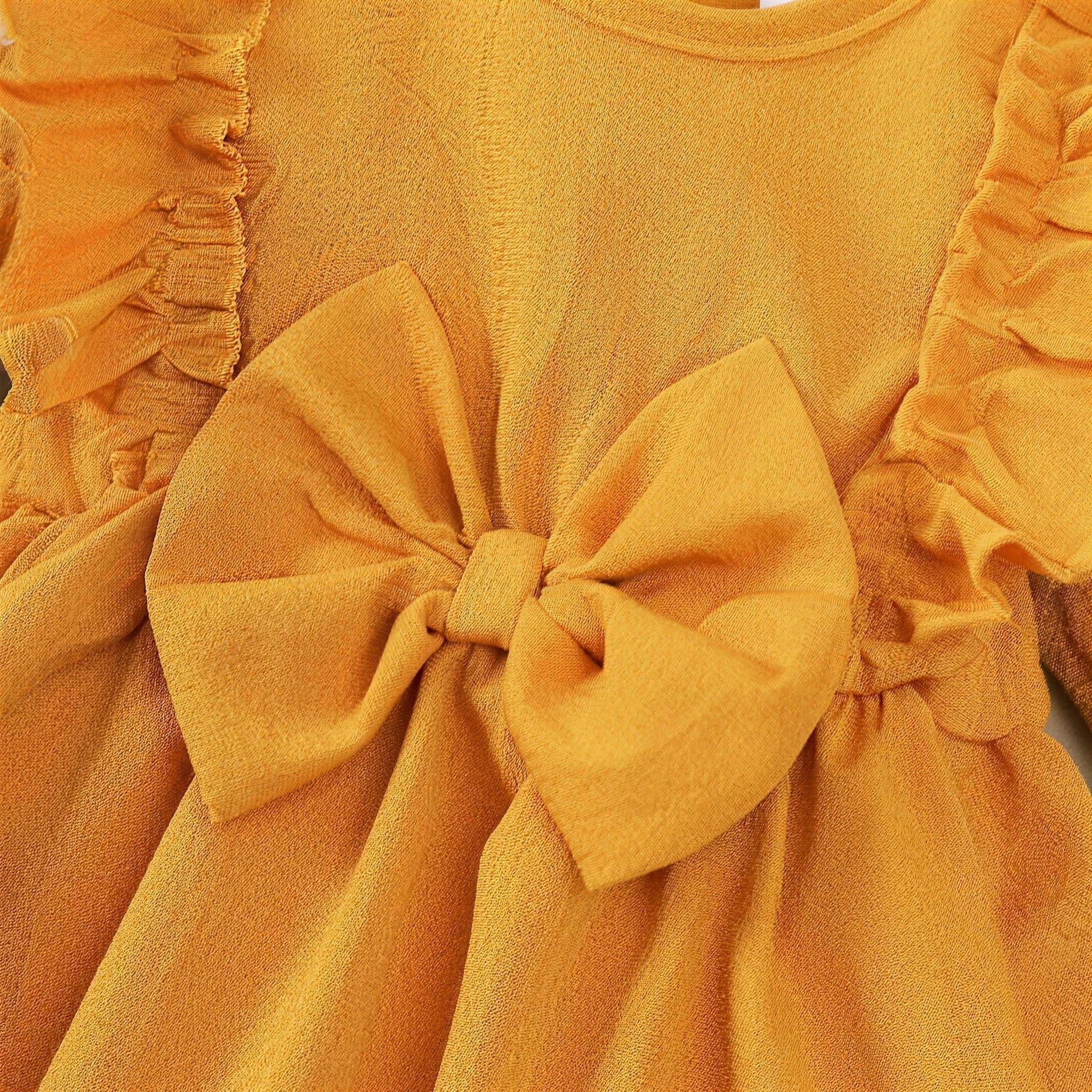 Mustard Ruffle Bow Dress & Headband - additional photo