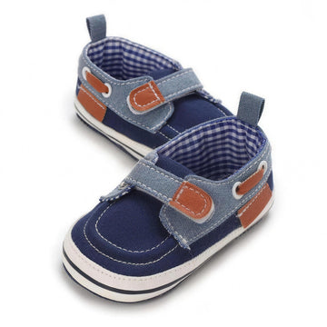 Navy Plaid Boat Shoe - baby shoes, professional product photo