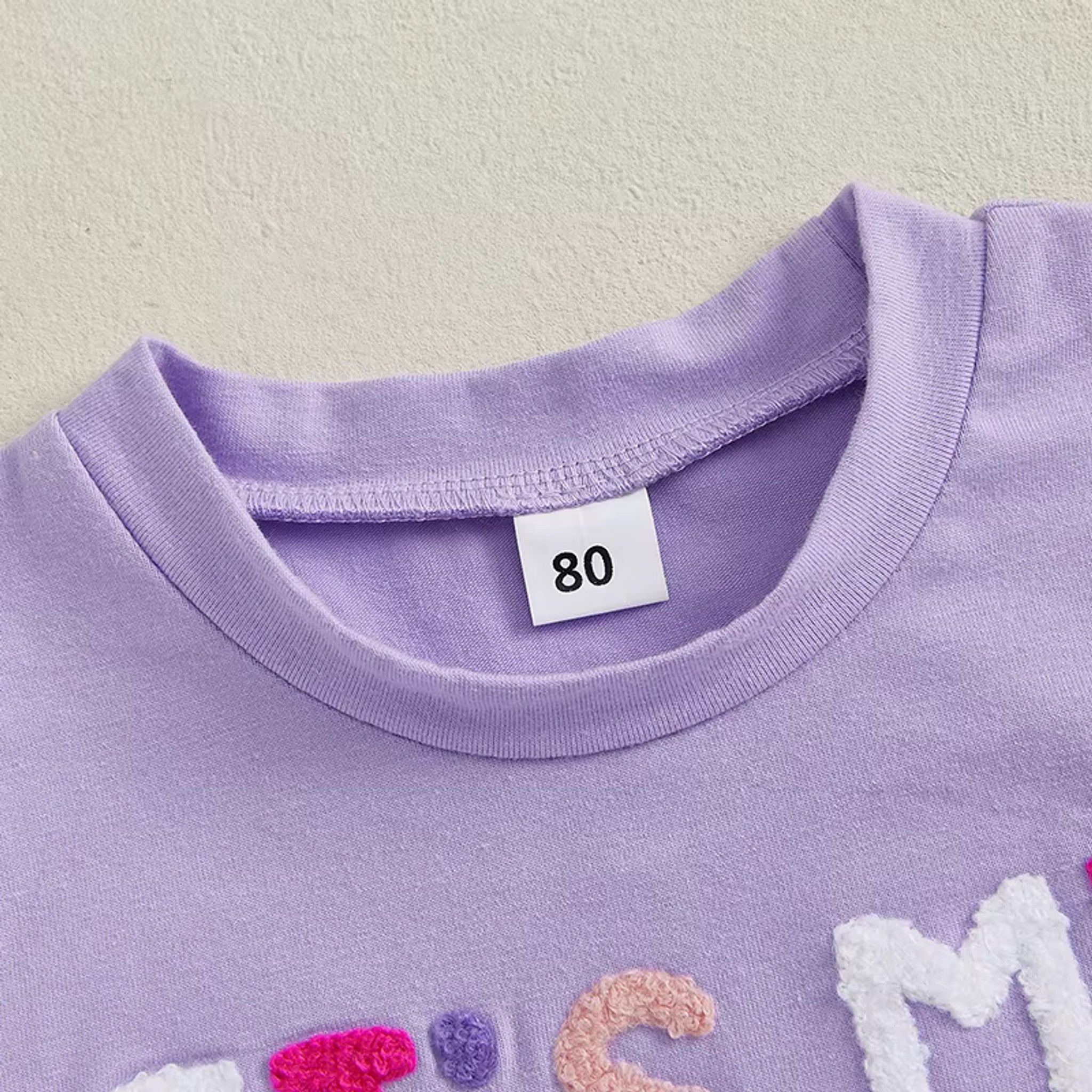 It's My Birthday Tulle Skirt Set - neckline and size tag detail