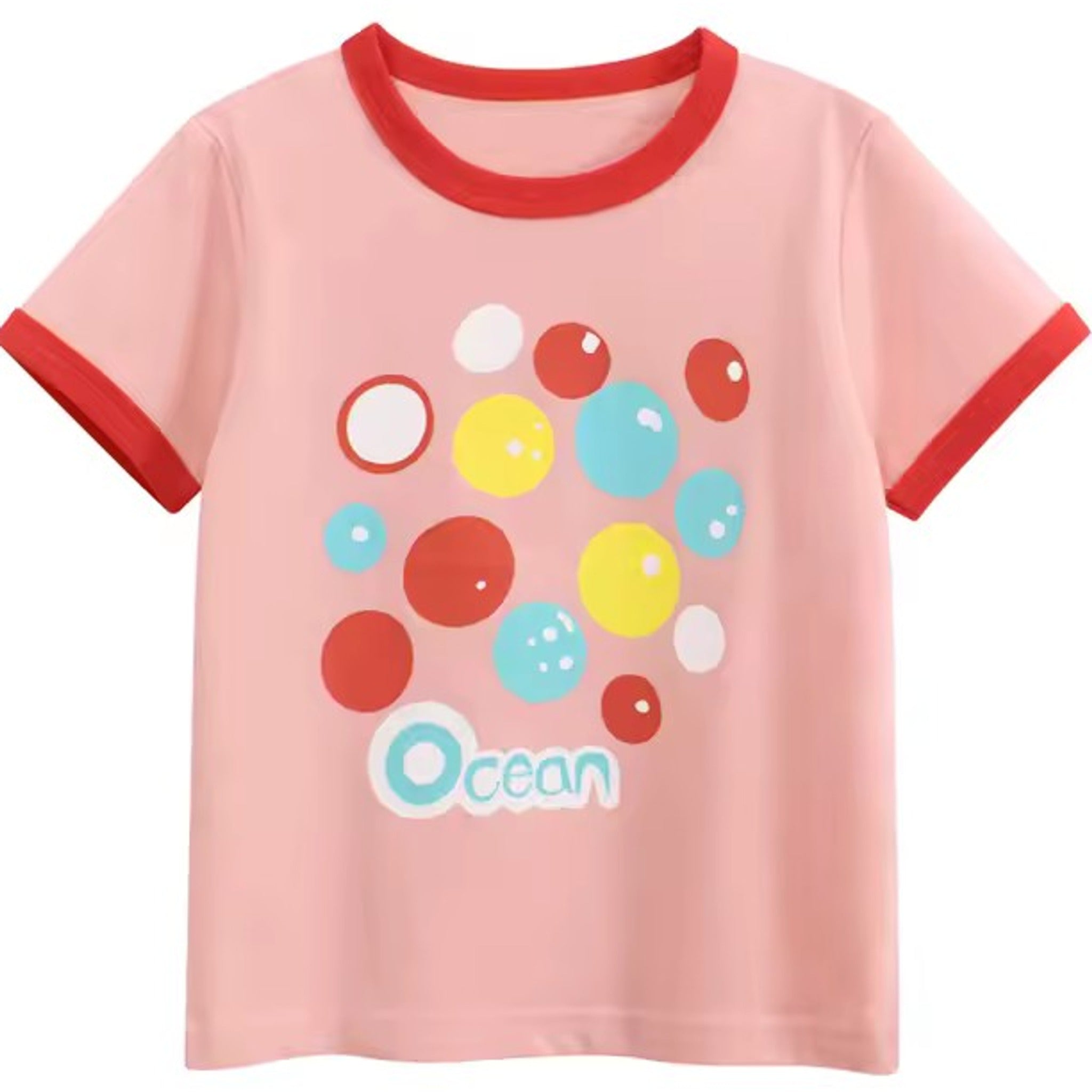 Ocean Bubble Tee, girls baby and toddler t-shirt detail view, professional product photo on white background