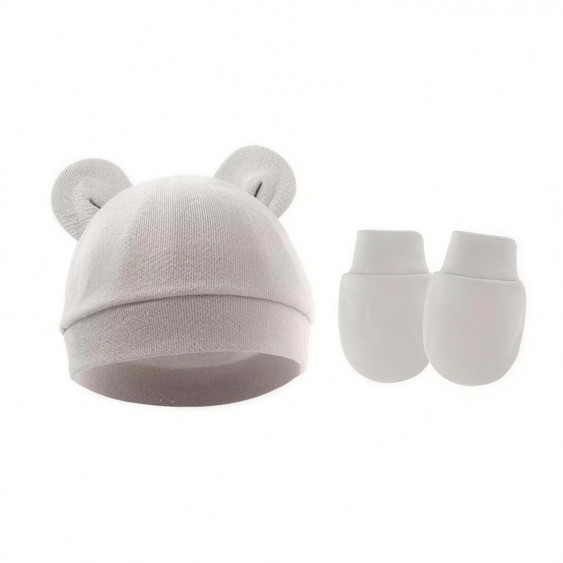 Bear Ear Beanie Set - Off-White - professional product photo on white background