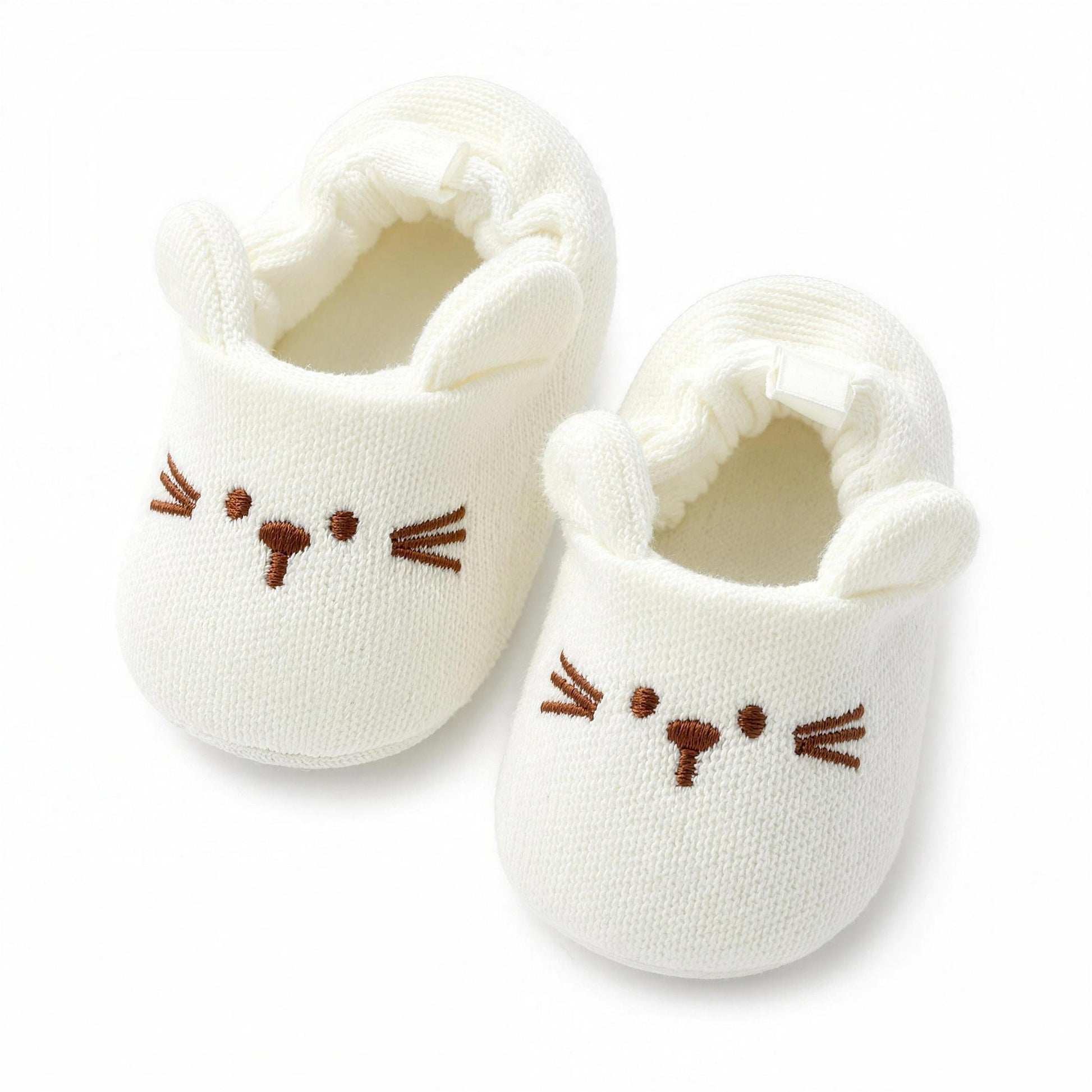Kitty Ear Knit Booties - Off-White