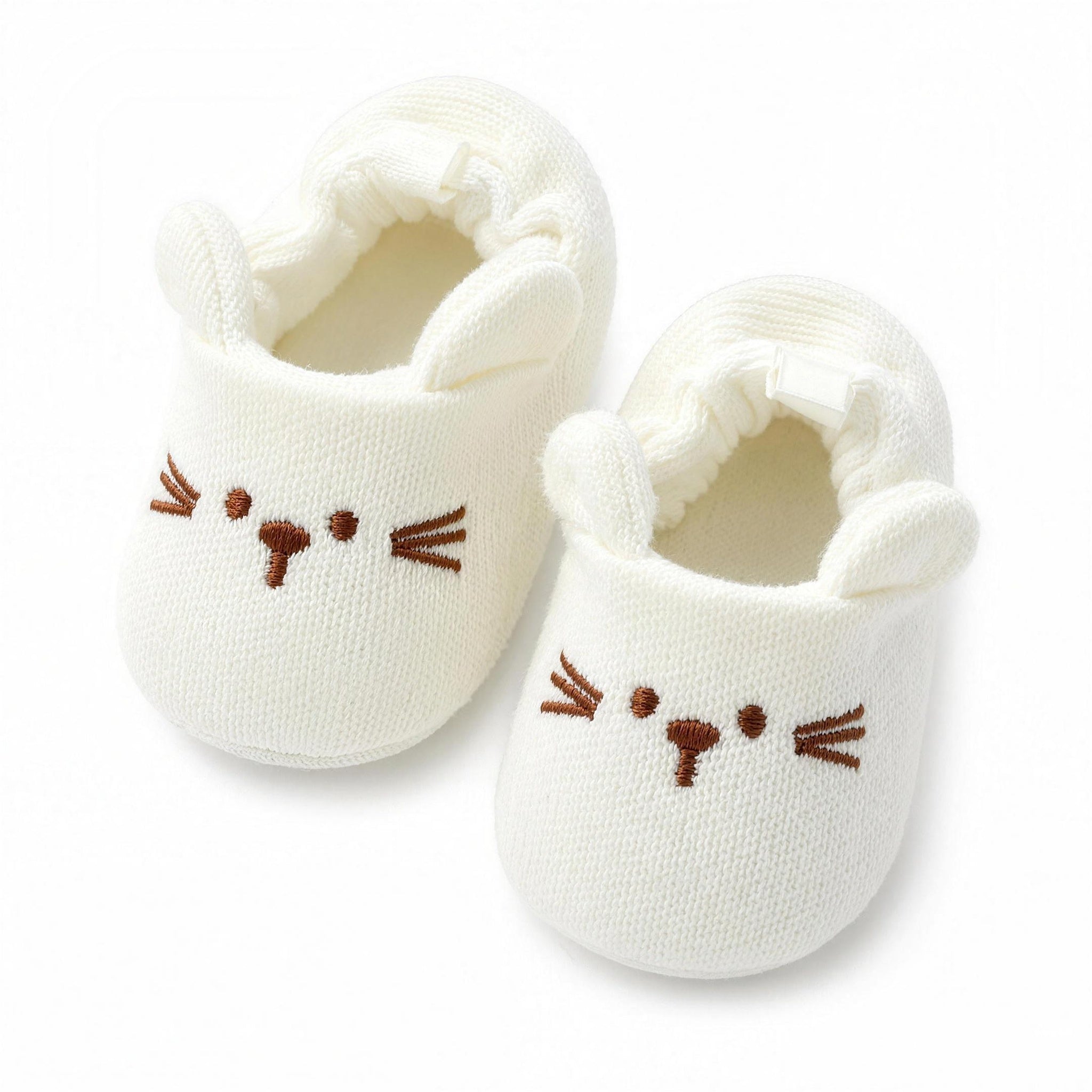 Kitty Ear Knit Booties - Off-White