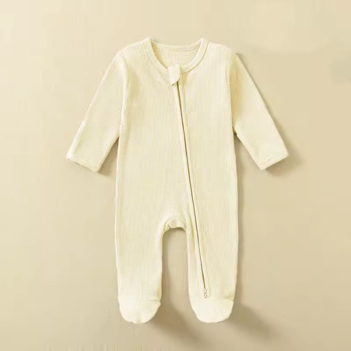 Organic Cotton Baby Rompers in Beige - baby and toddler clothing, professional product photo