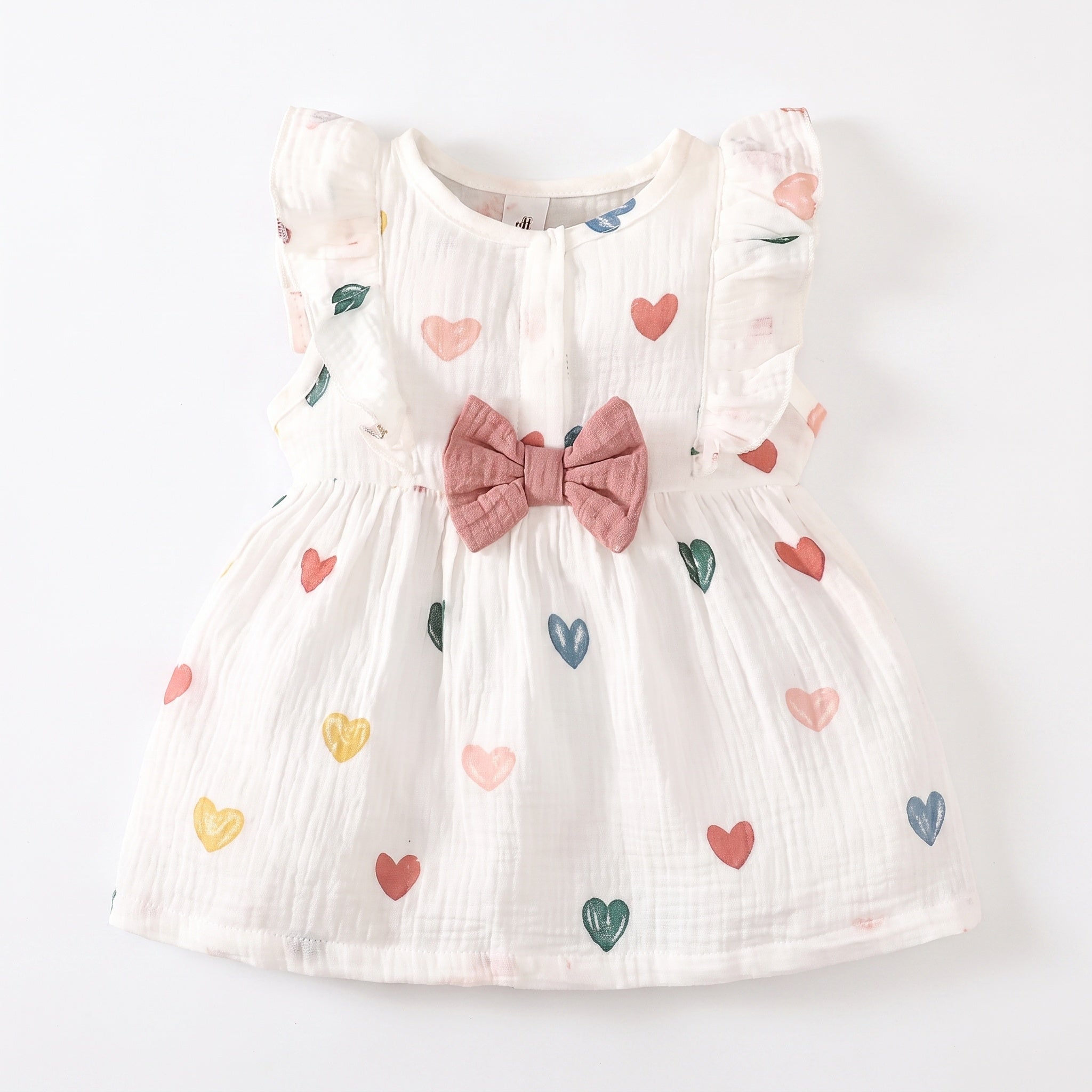 Painted Hearts Dress Set - baby and toddler girl dress and hat set, professional product photo on white background