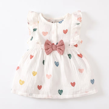 Painted Hearts Dress Set - baby and toddler girl dress and hat set, professional product photo on white background