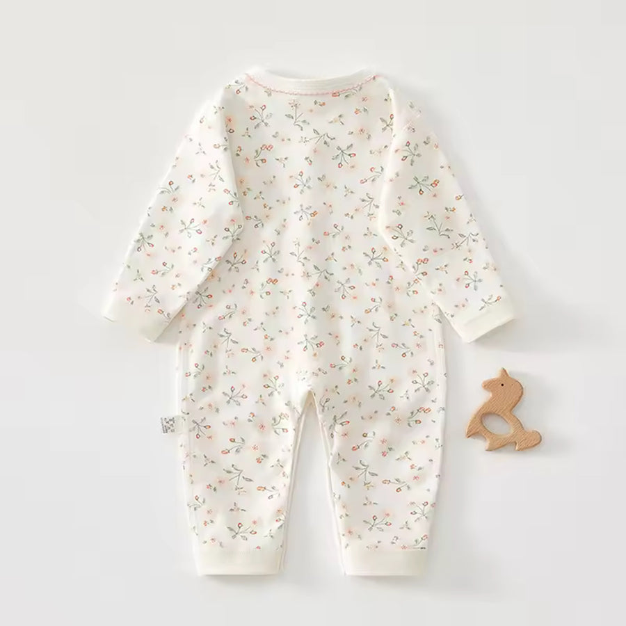 Peach Floral Baby Romper