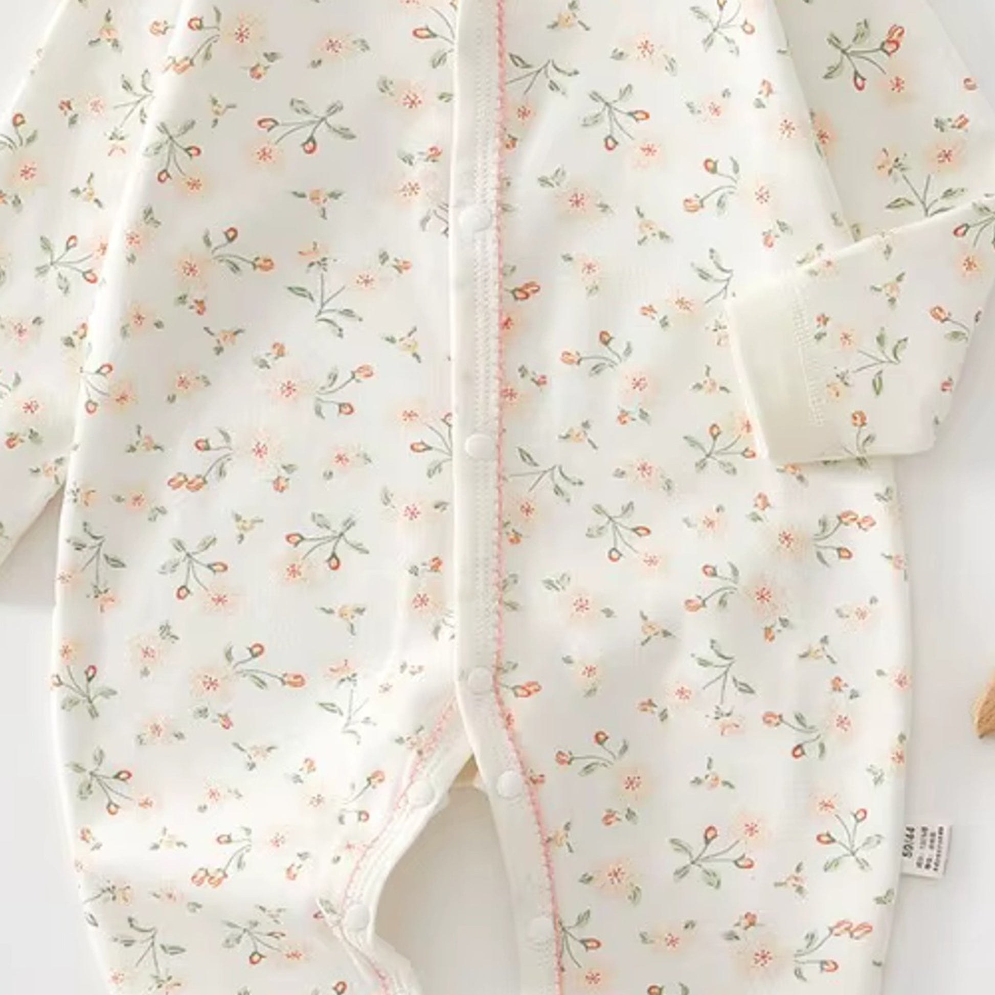 Peach Floral Romper - close detail
