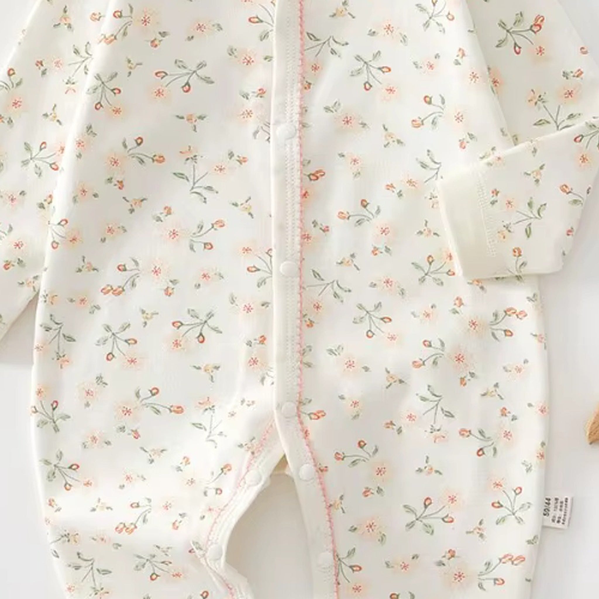 Peach Floral Romper - close detail