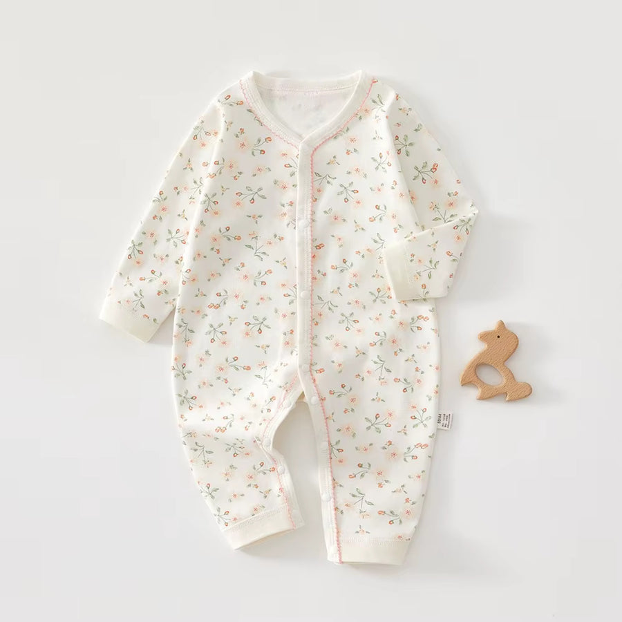 Peach Floral Baby Romper