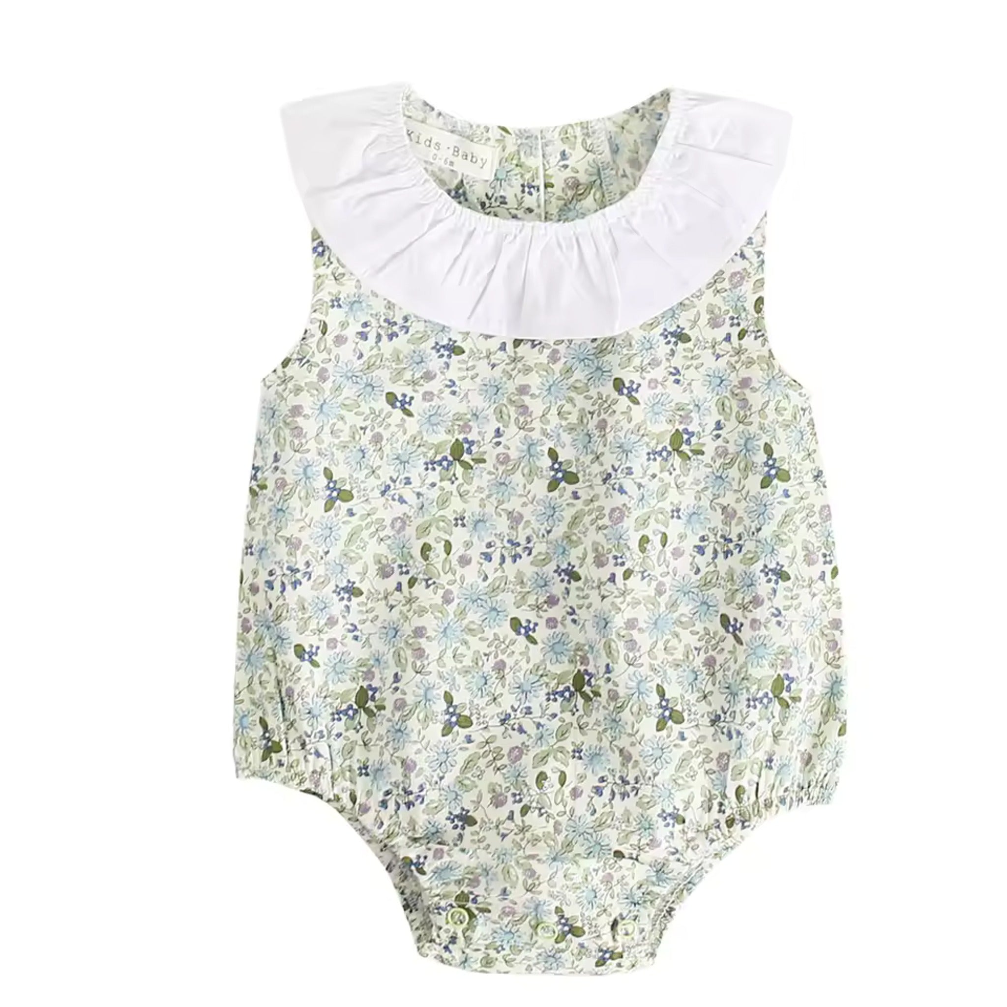 Peter Pan Collar Bodysuit - Blue Floral