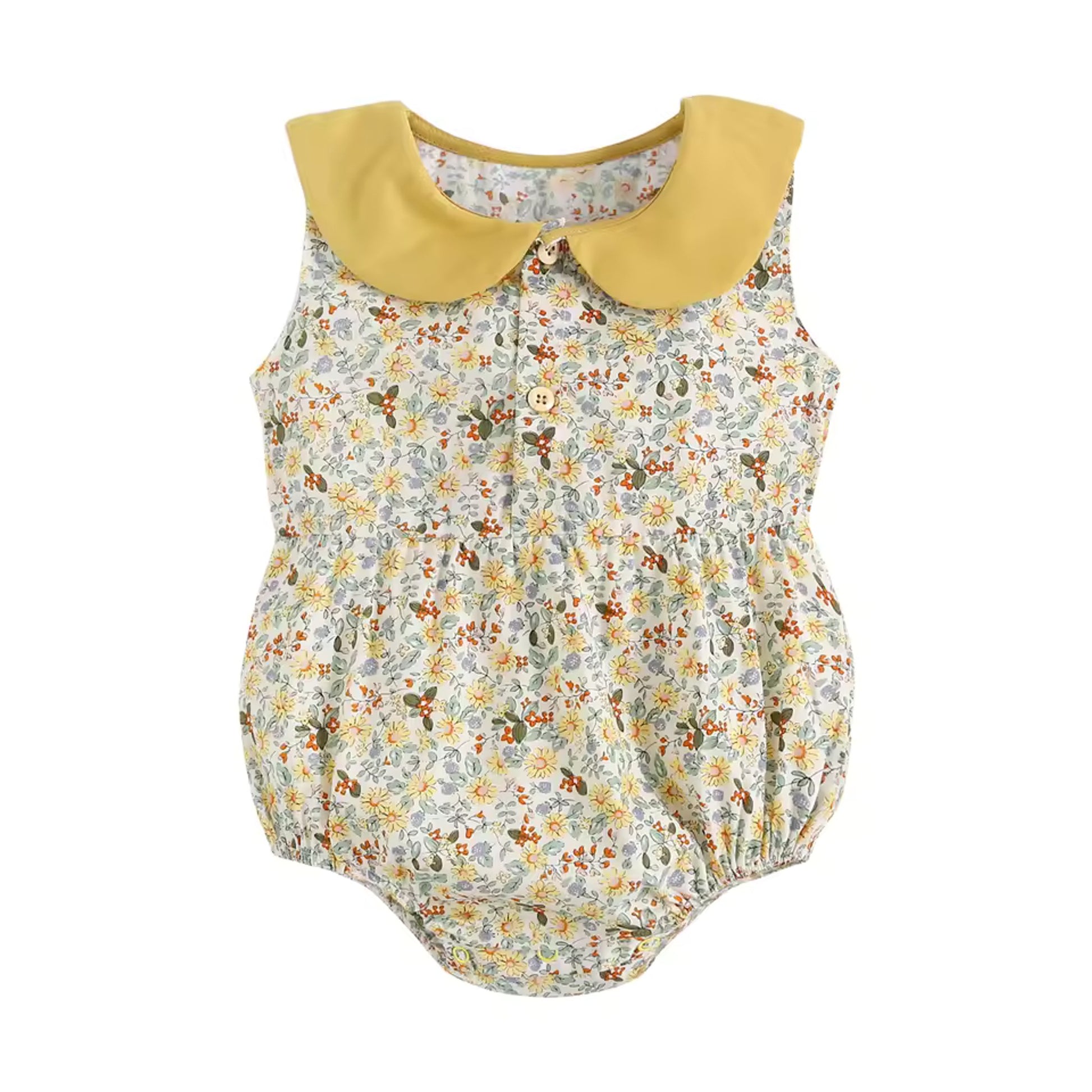 Peter Pan Collar Bodysuit - Cream Floral