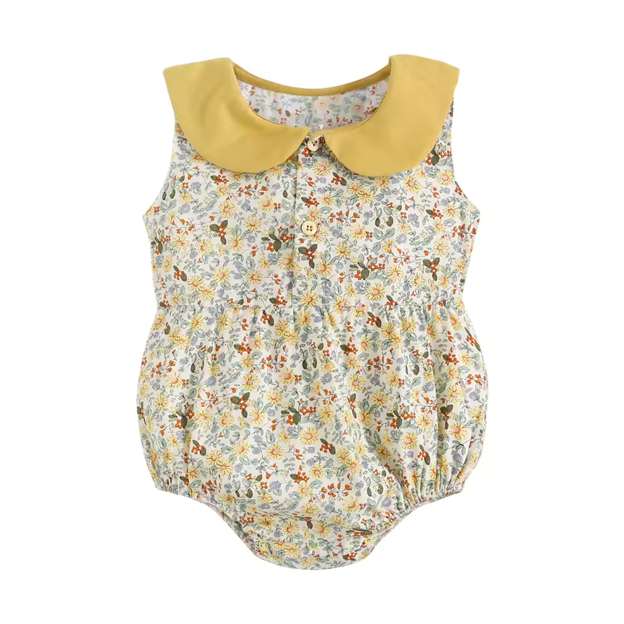 Peter Pan Collar Bodysuit - Cream Floral