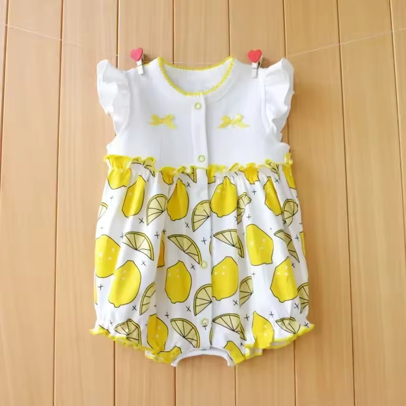 Peter Pan Collar Romper - Lemon Print