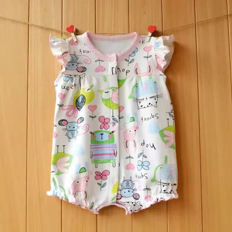 Peter Pan Collar Romper - Whimsy Animal Print