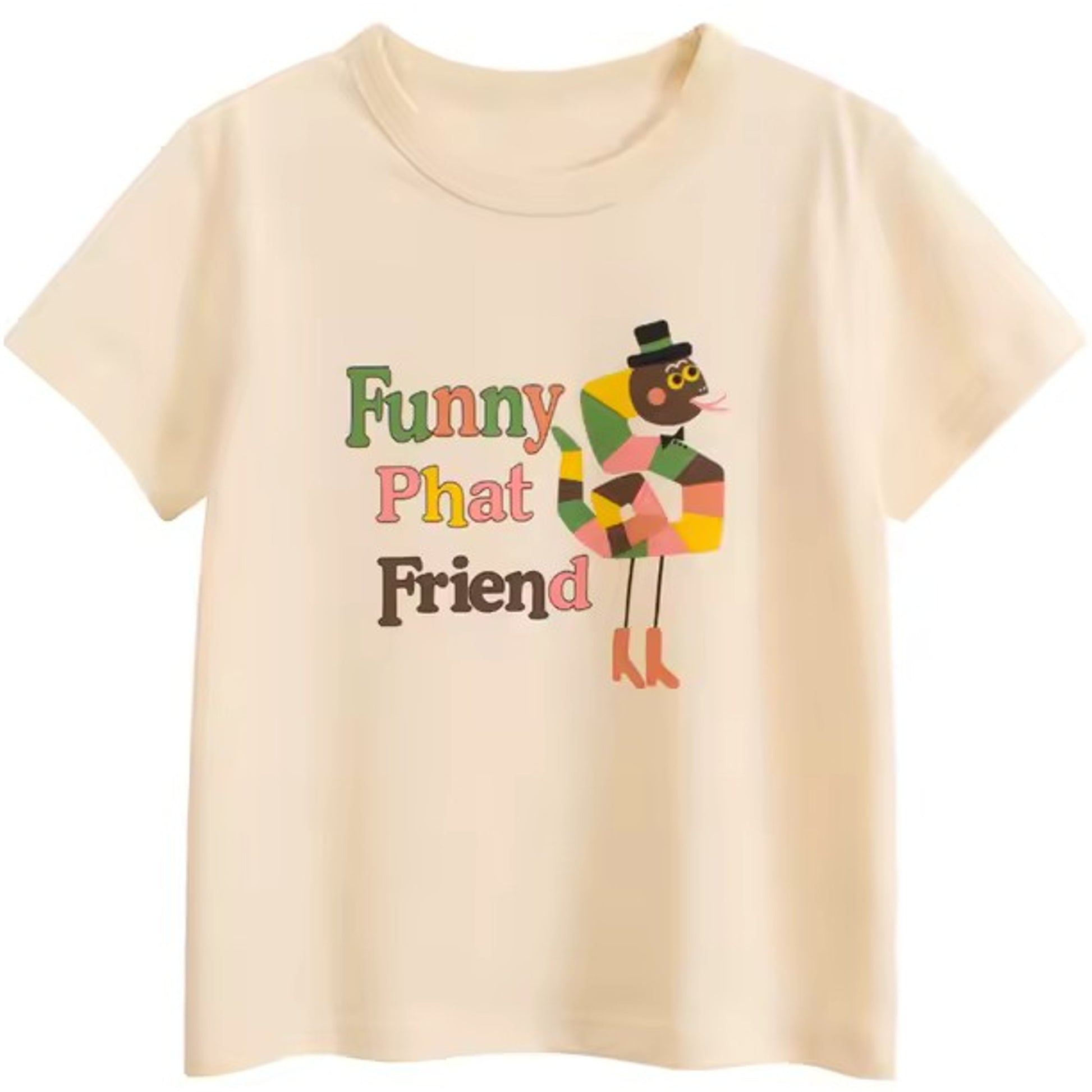Phat Friend Tee, girls baby and toddler t-shirt detail view, professional product photo on white background