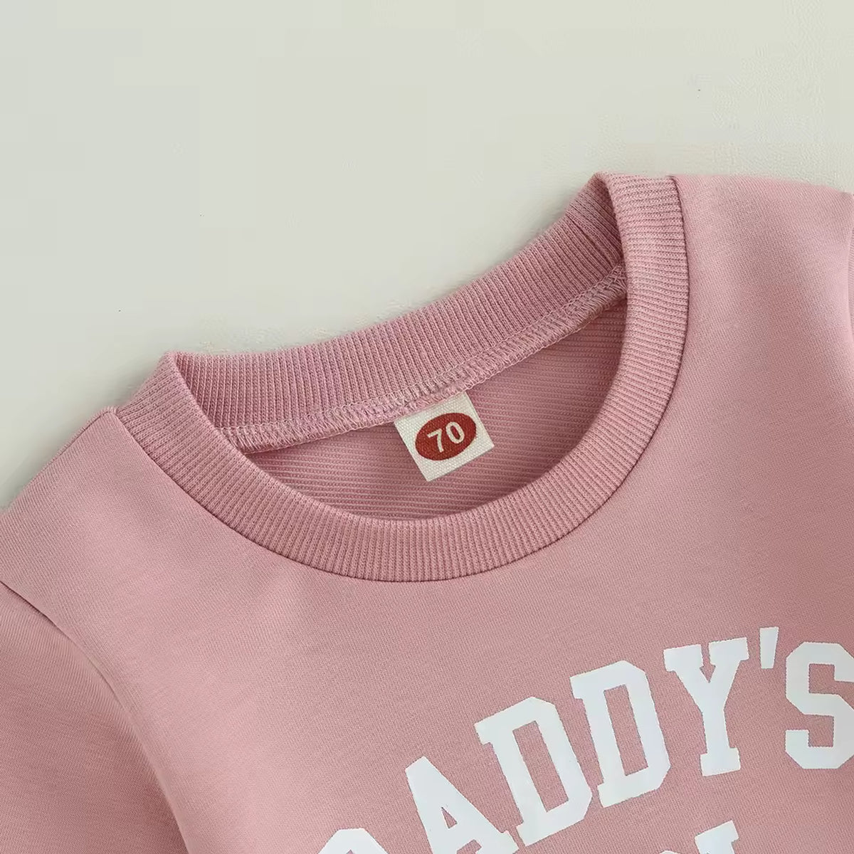 Daddy's Girl Sweatshirt & Jogger Set - neckline and size tag detail