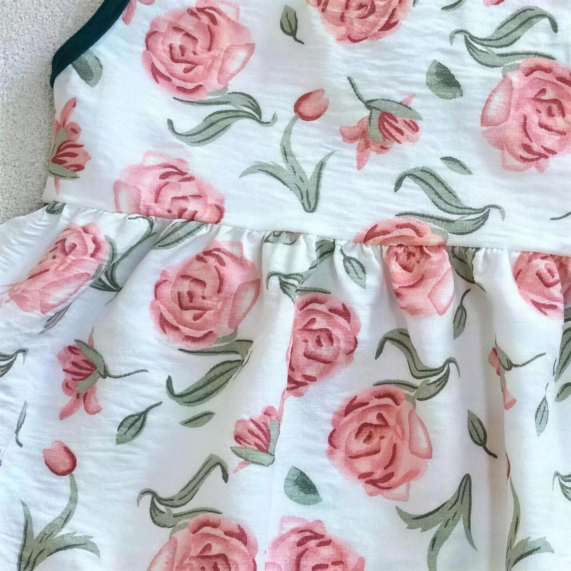 Pink Rose Dress - fabric print detail view