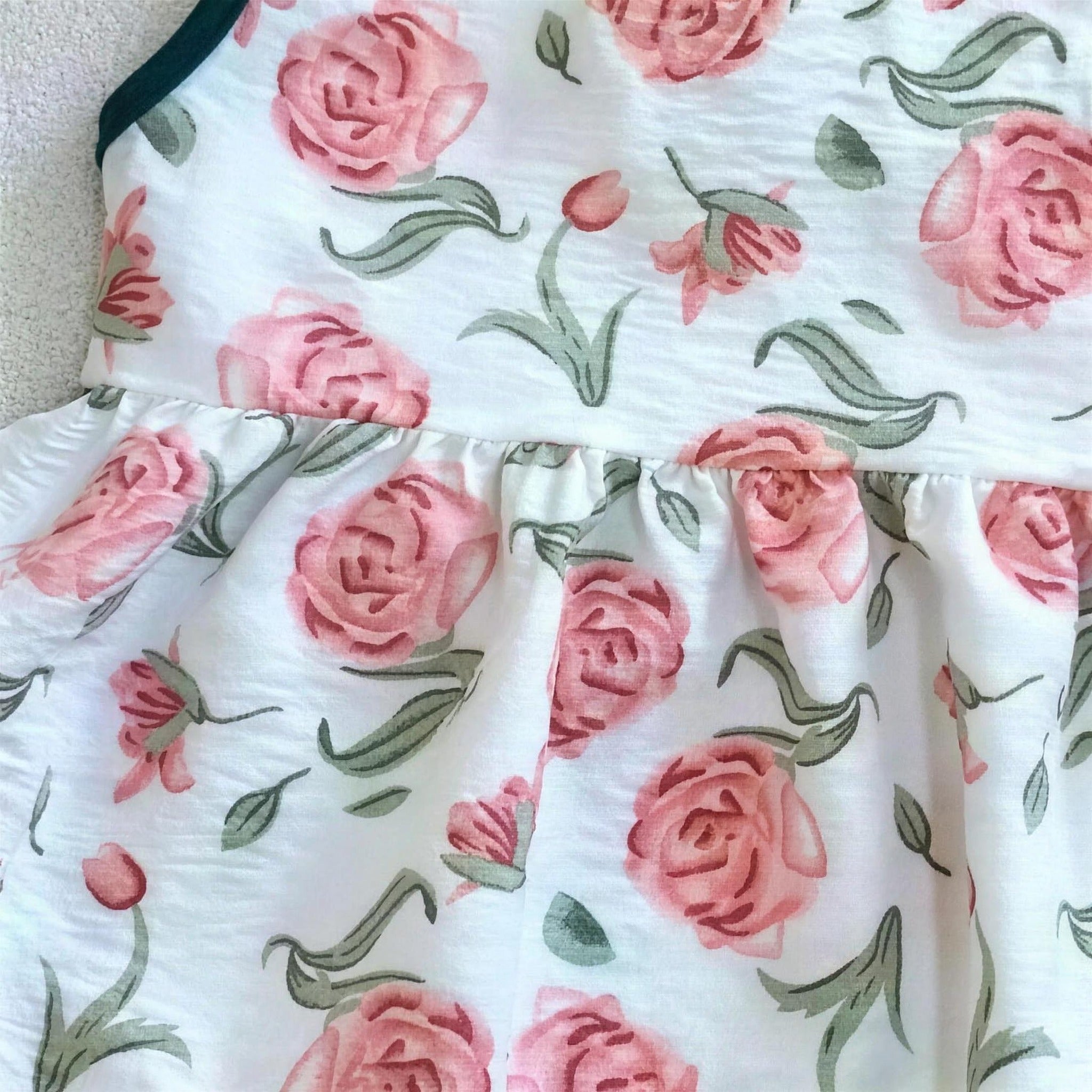 Pink Rose Dress - fabric print detail view
