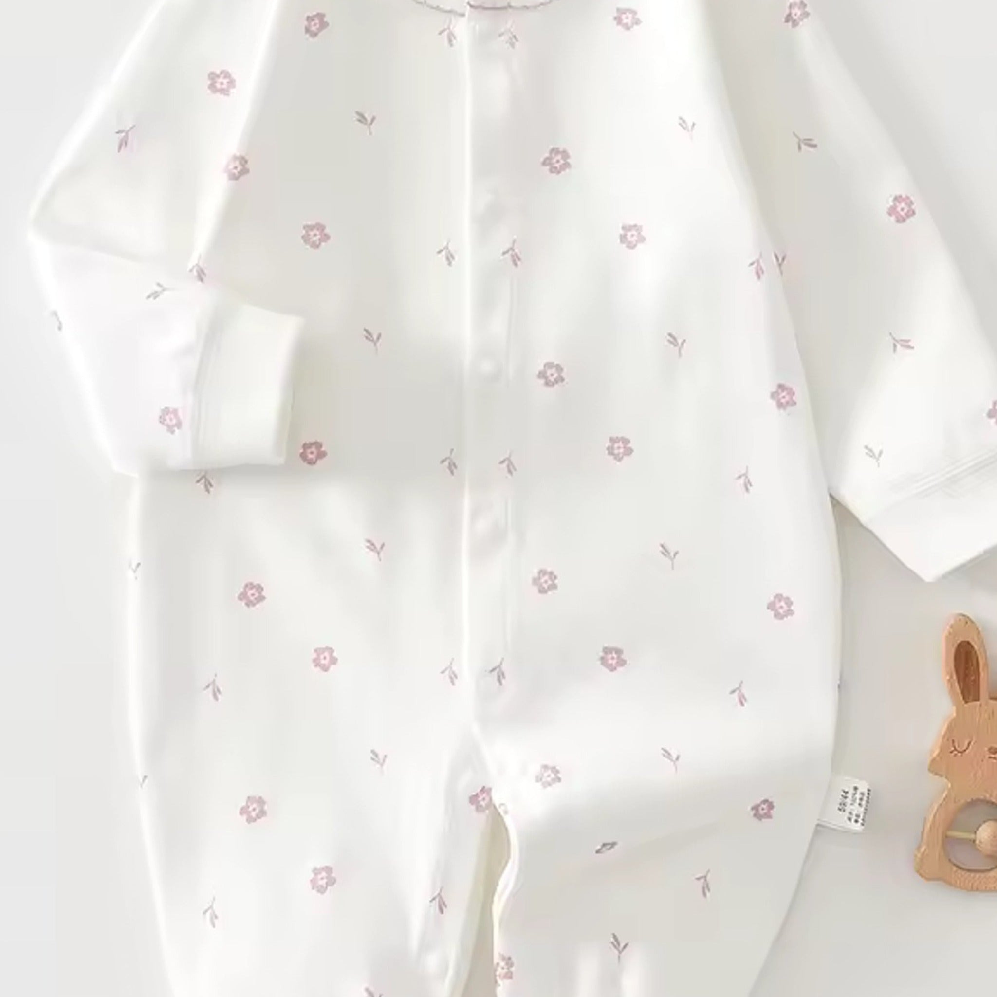Pink Sprig Floral Romper - fabric detail