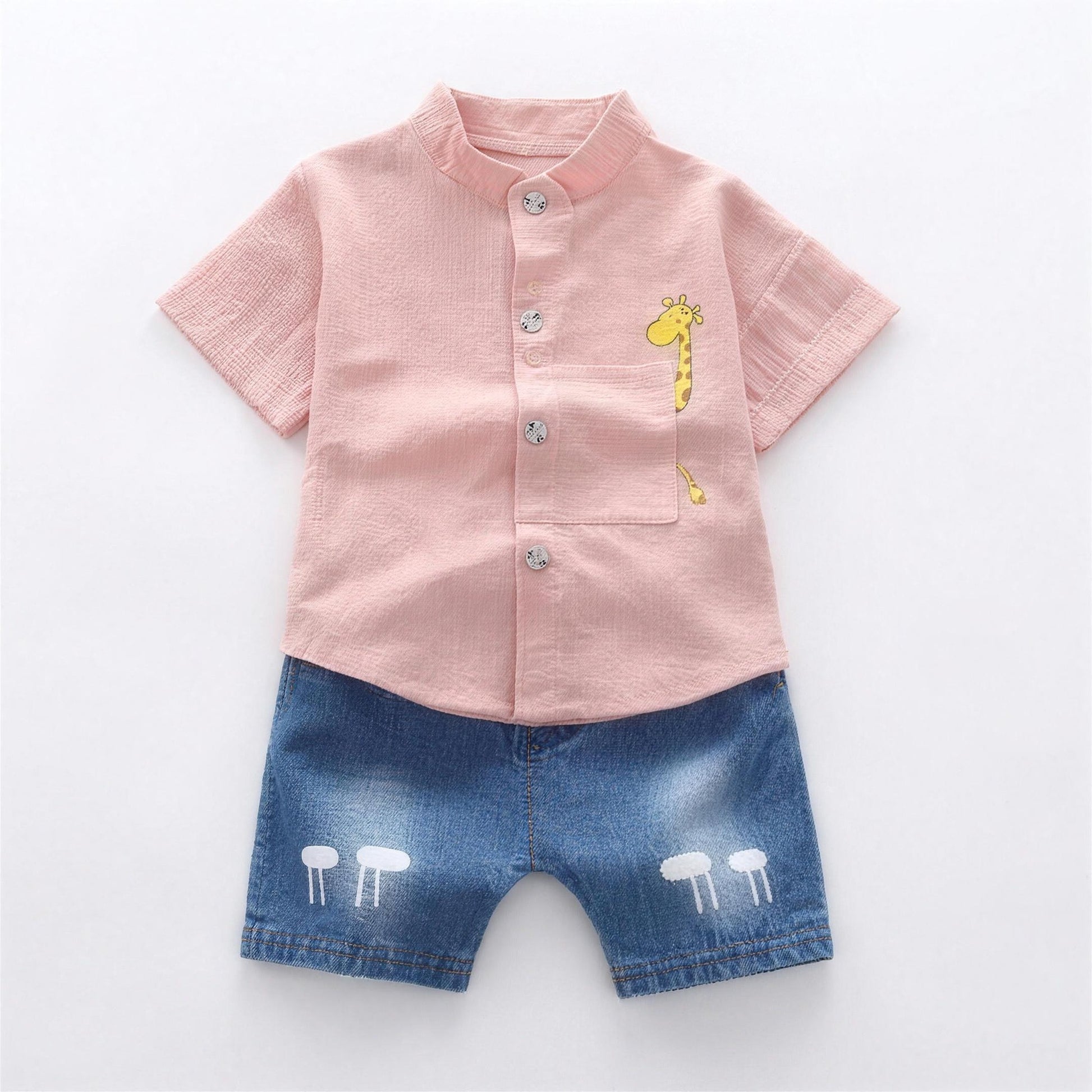 Little Giraffe Outfit Set - Pink - professional product photo on white background