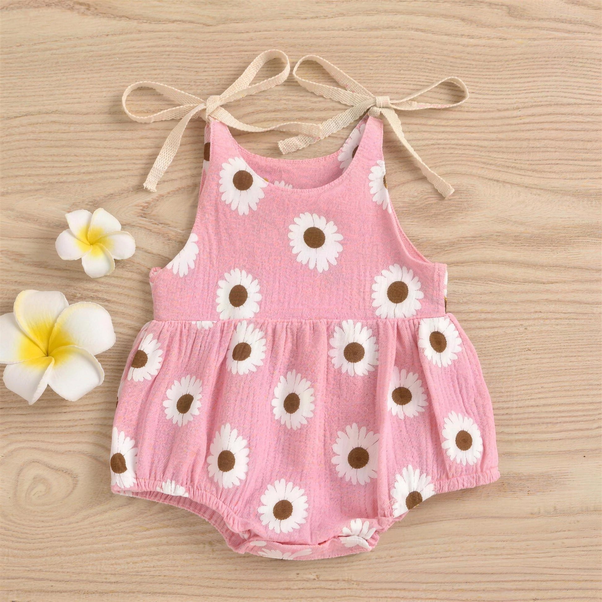 Daisy Tie-Strap Romper - Pink