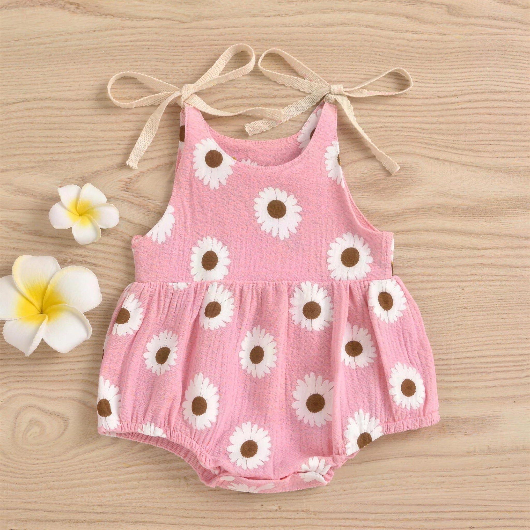 Daisy Tie-Strap Romper - Pink