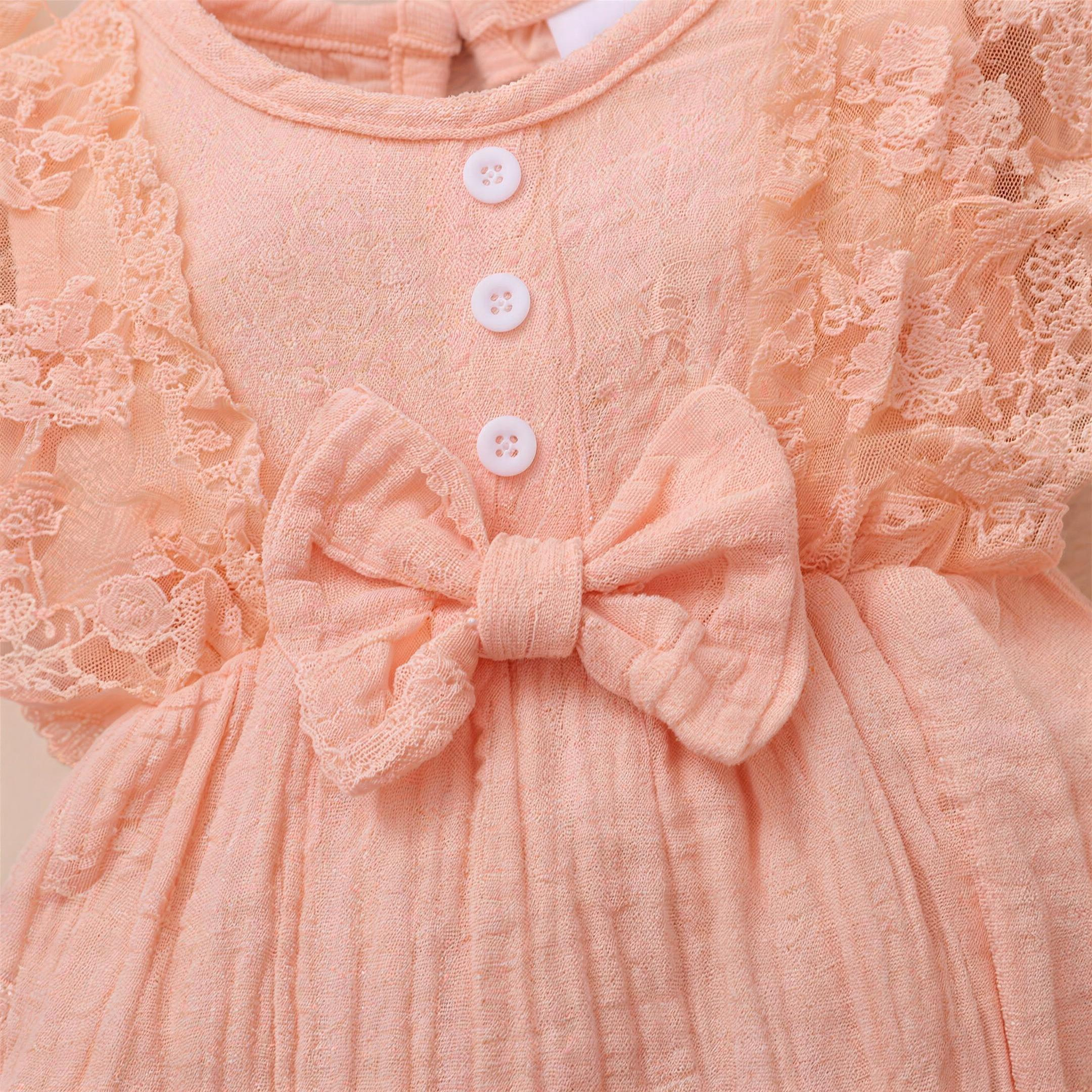Lace Bow Romper Set - Pink - extra 2