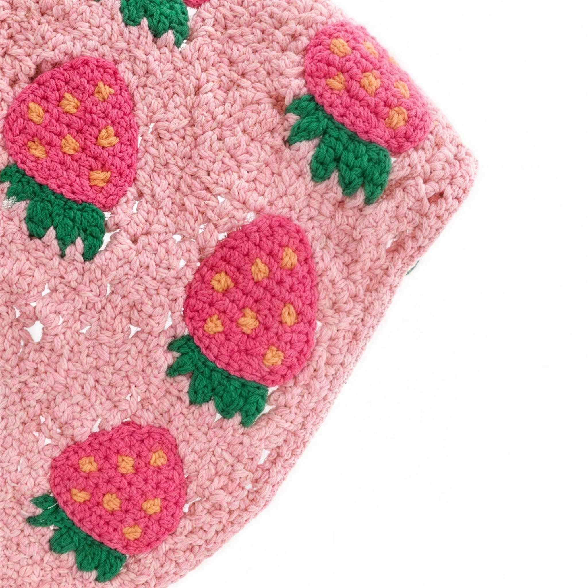Crochet Strawberry Daisy Bonnet - Pink Strawberry - detail