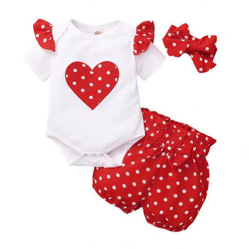 Polka Heart Bodysuit Set - professional product photo on white background