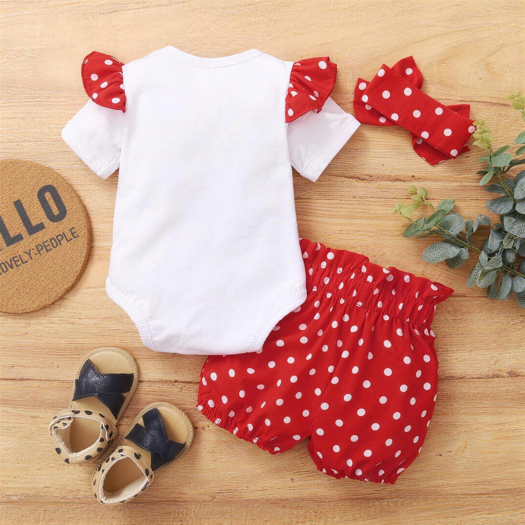 Polka Heart Bodysuit Set - back view