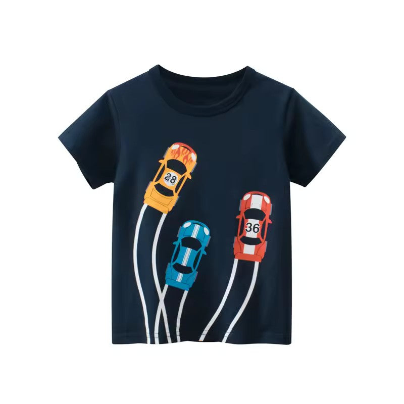Race Car Tee, professional product photo on white background