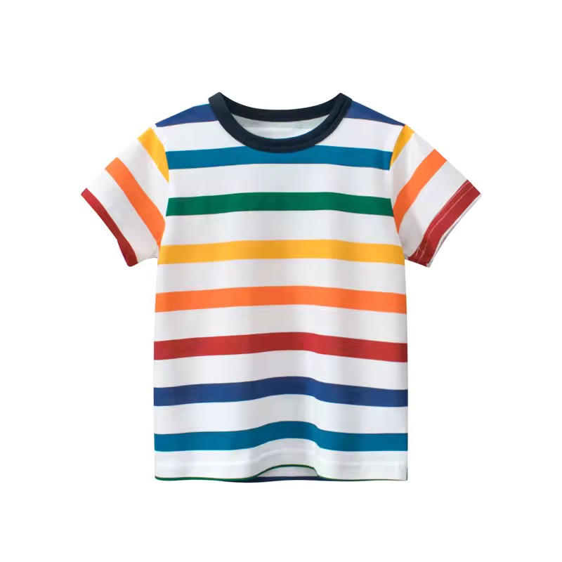 Rainbow Stripe Tee, professional product photo on white background