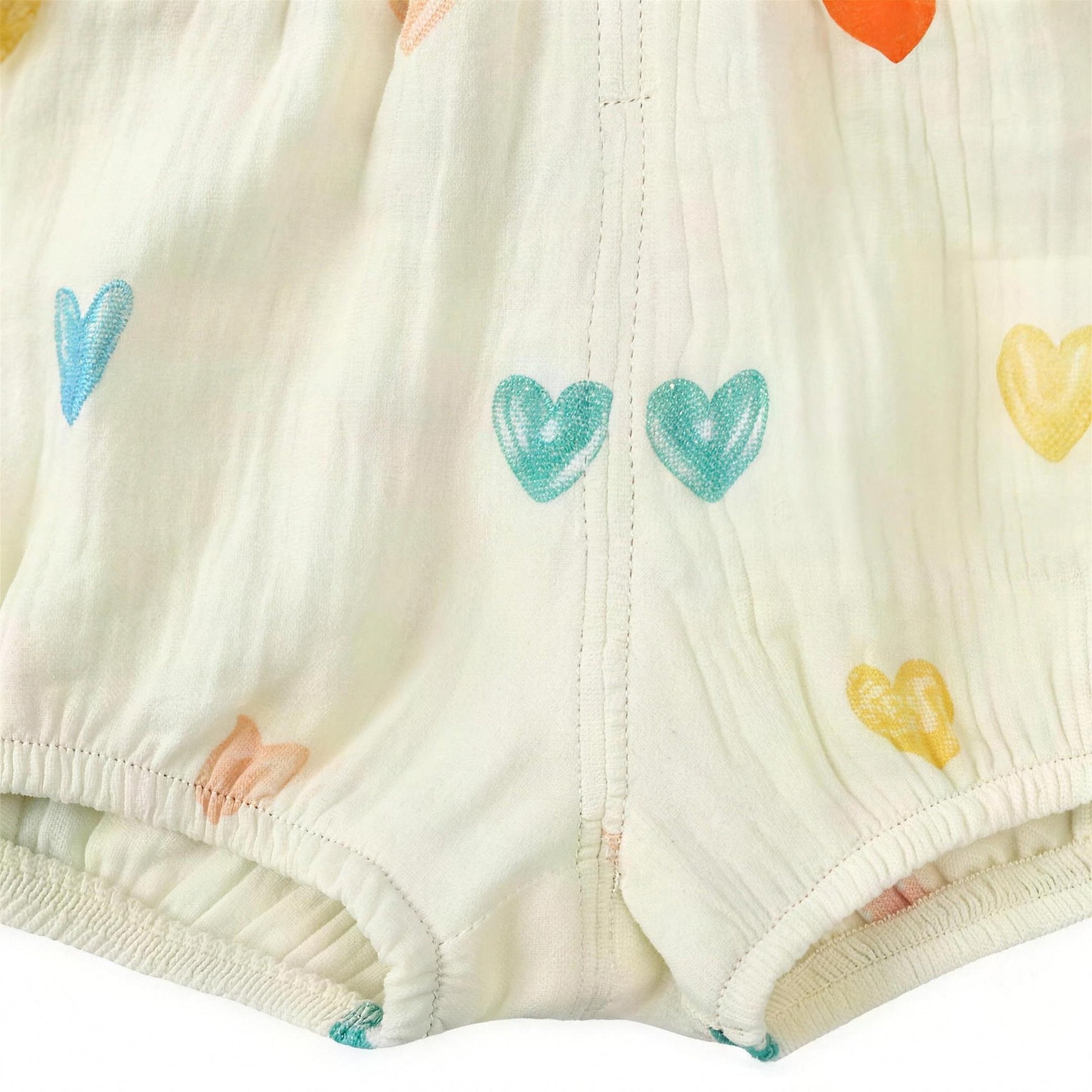Rainbow Heart Bloomer Shorts - fabric detail