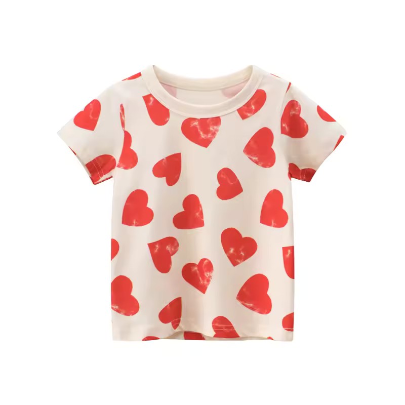Red Heart Tee, girls baby and toddler t-shirt, professional product photo on white background