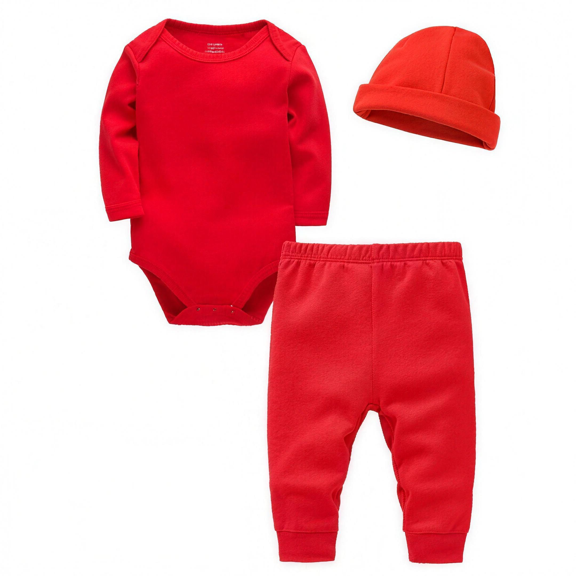 Solid Bodysuit Pants Set - Red - professional studio photo