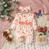 Ruffle Bow Print Romper