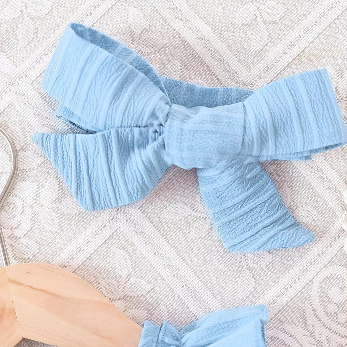 Ruffle Bow Knit Dress, matching fabric headband bow detail