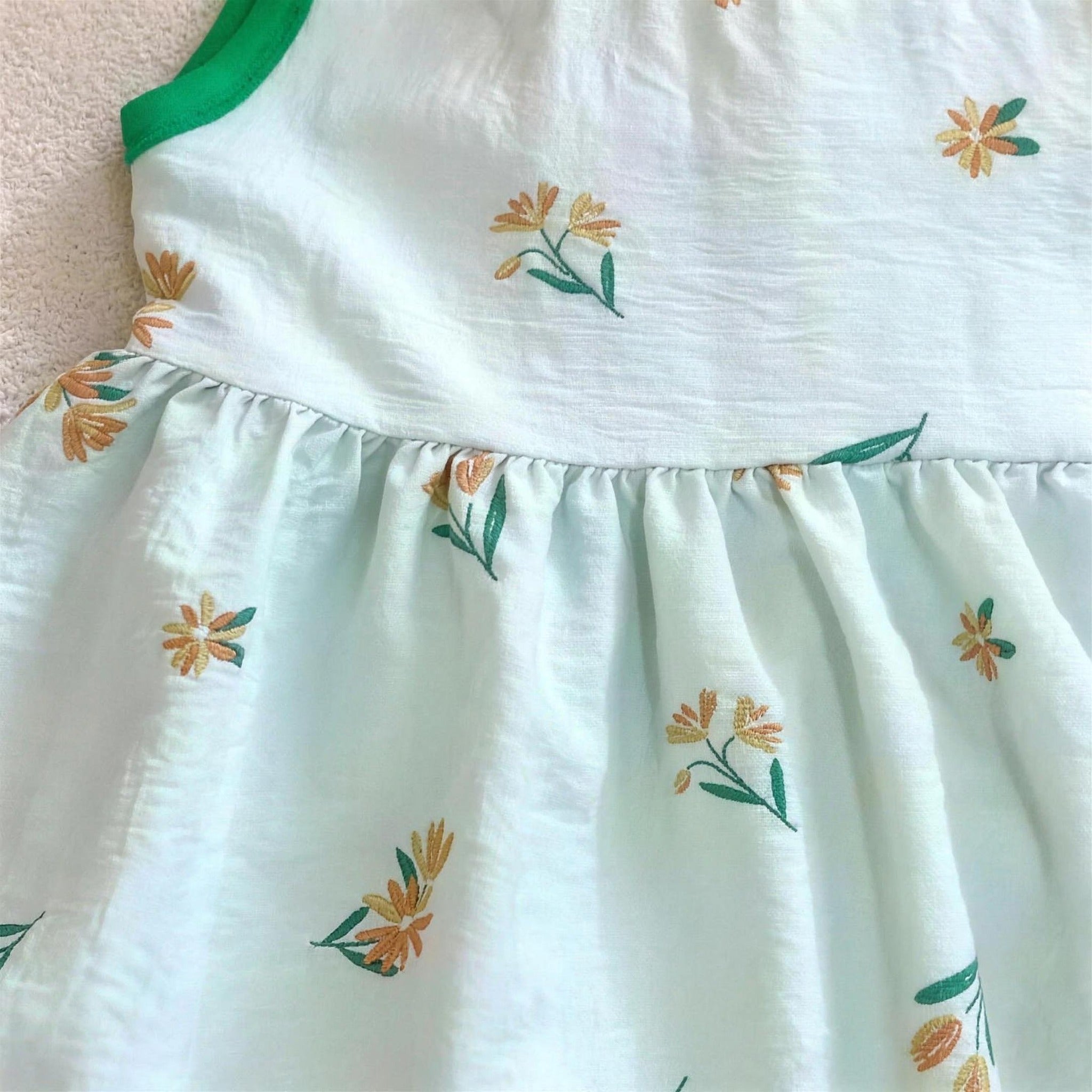 Sage Floral Dress - fabric print detail view